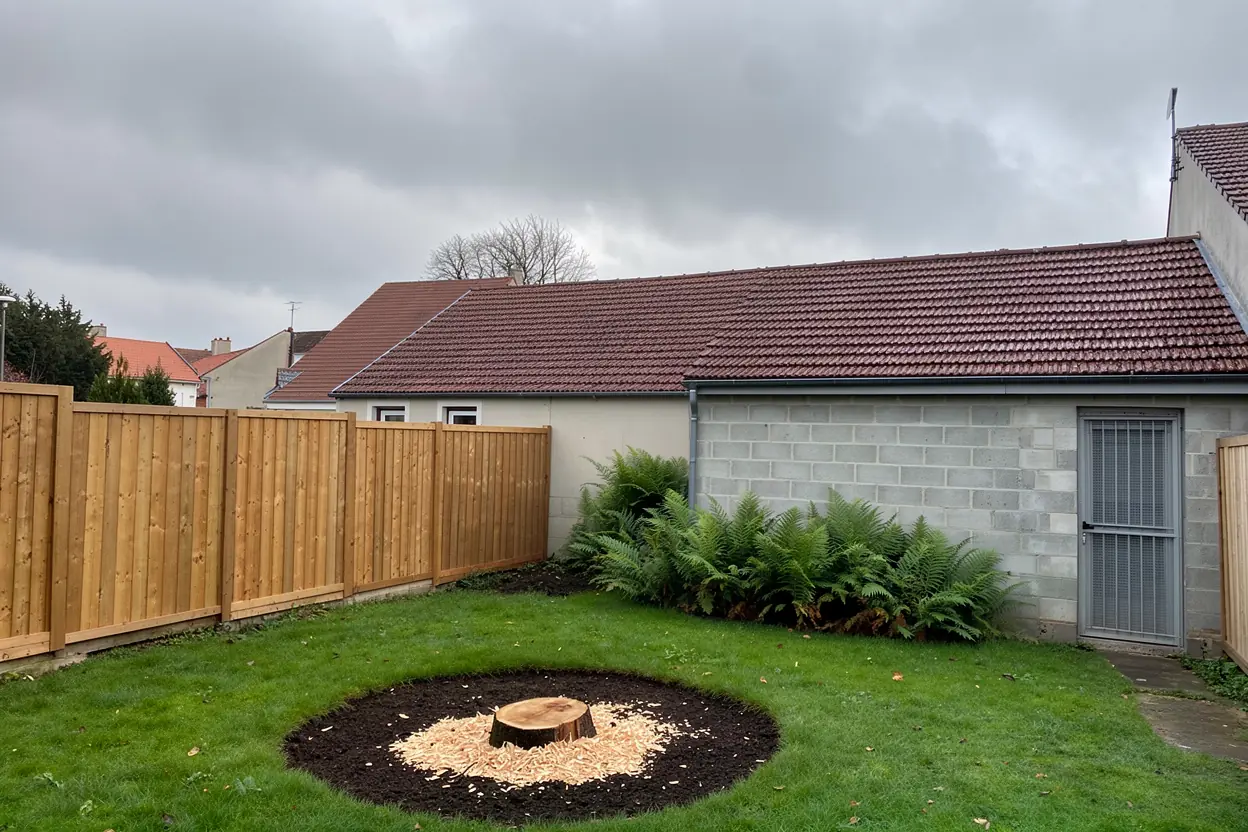 Jardin dégagé après démontage d'arbre à Allonnes