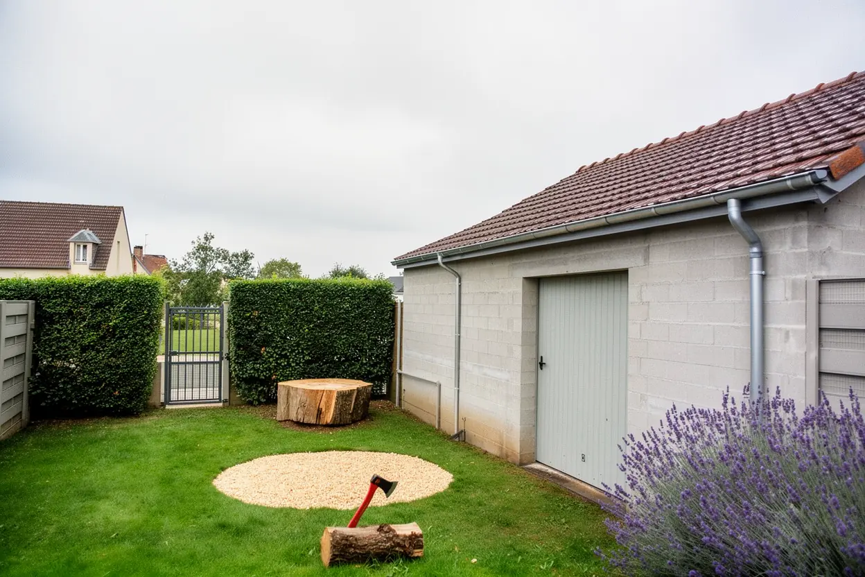 Espace dégagé après démontage du conifère au Mans