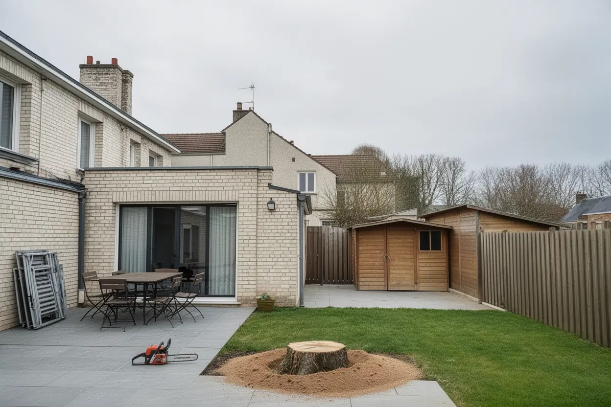 Jardin dégagé après abattage au Mans