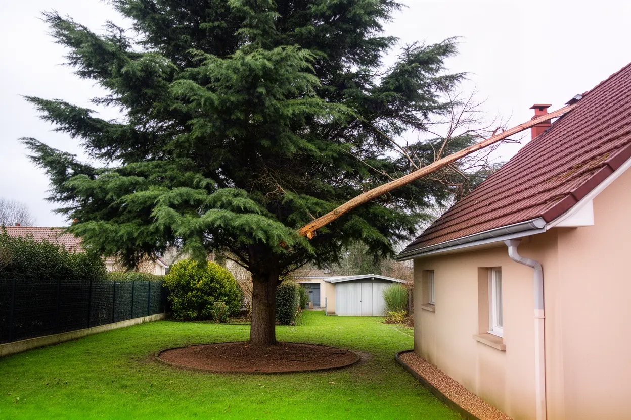 Cèdre déséquilibré avant élagage à Allonnes