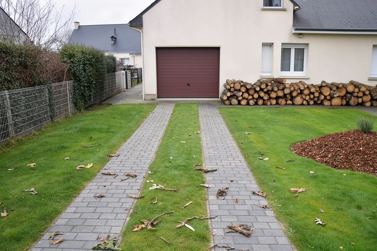 Allée dégagée après broyage des branches à Arnage